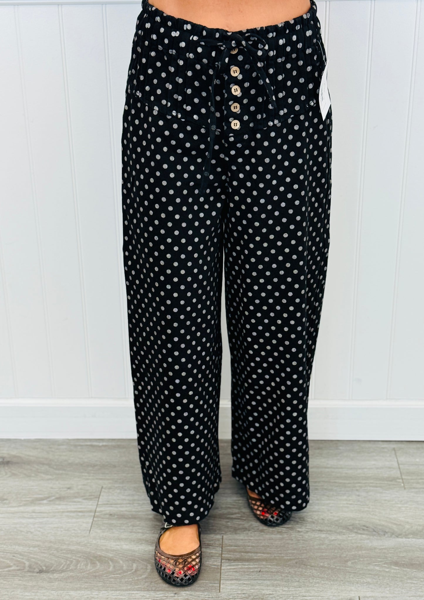 Drawstring Polka Dot Gaucho Pants (Reg.) - 2 Colors