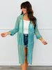 Blue/Yellow Shimmer Sheer Longline Top (Reg. and Plus)