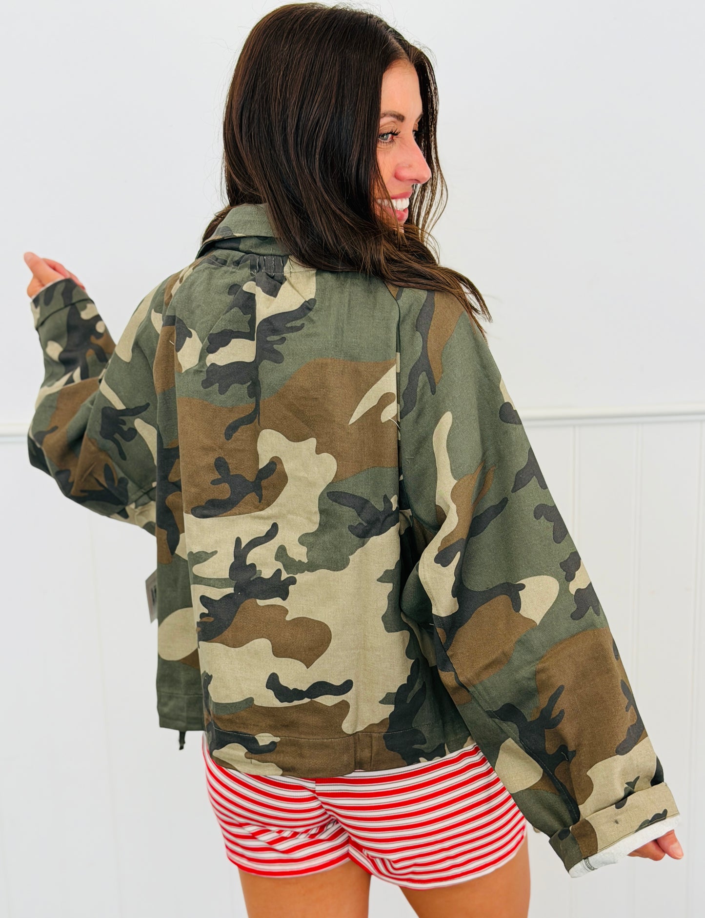 Camo Print Hooded Windbreaker Jacket (Reg.)