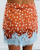 Spotted Satin Lace Hem Mini Skirt (Reg.)