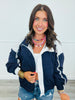 Navy Lace & Mesh Insert Zip Up Jacket (Reg.)