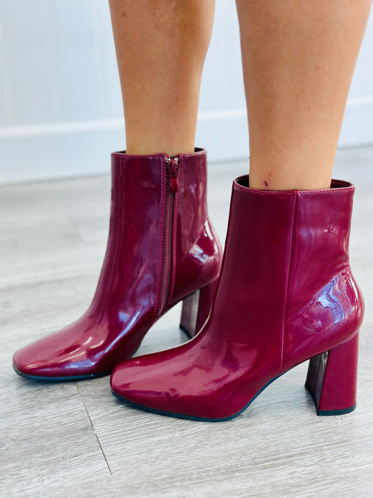 Shine From Within Wine Patent Booties