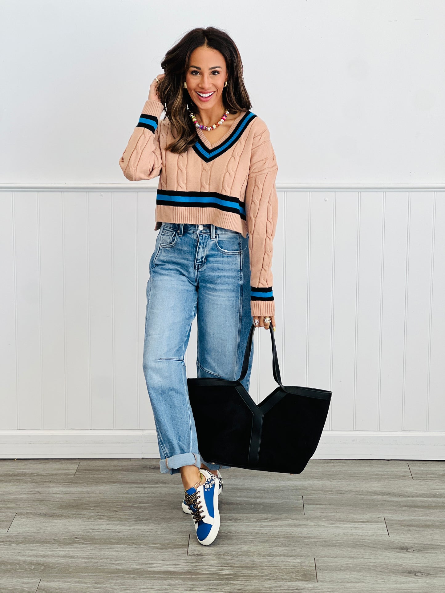 Cable Knit V-Neck Sweater Top (Reg.) - 2 Colors