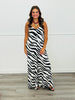 Black Zebra Print Strappy Jumpsuit (Reg & Plus)