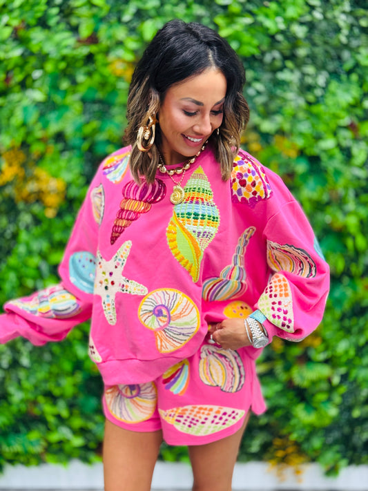 Queen Of Sparkles Pink Multi Shell Sweatshirt (Reg. and Plus)