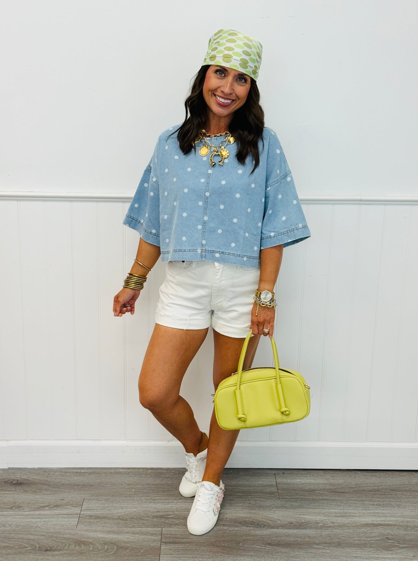 Light Denim Polka Dot Blouse (Reg.)