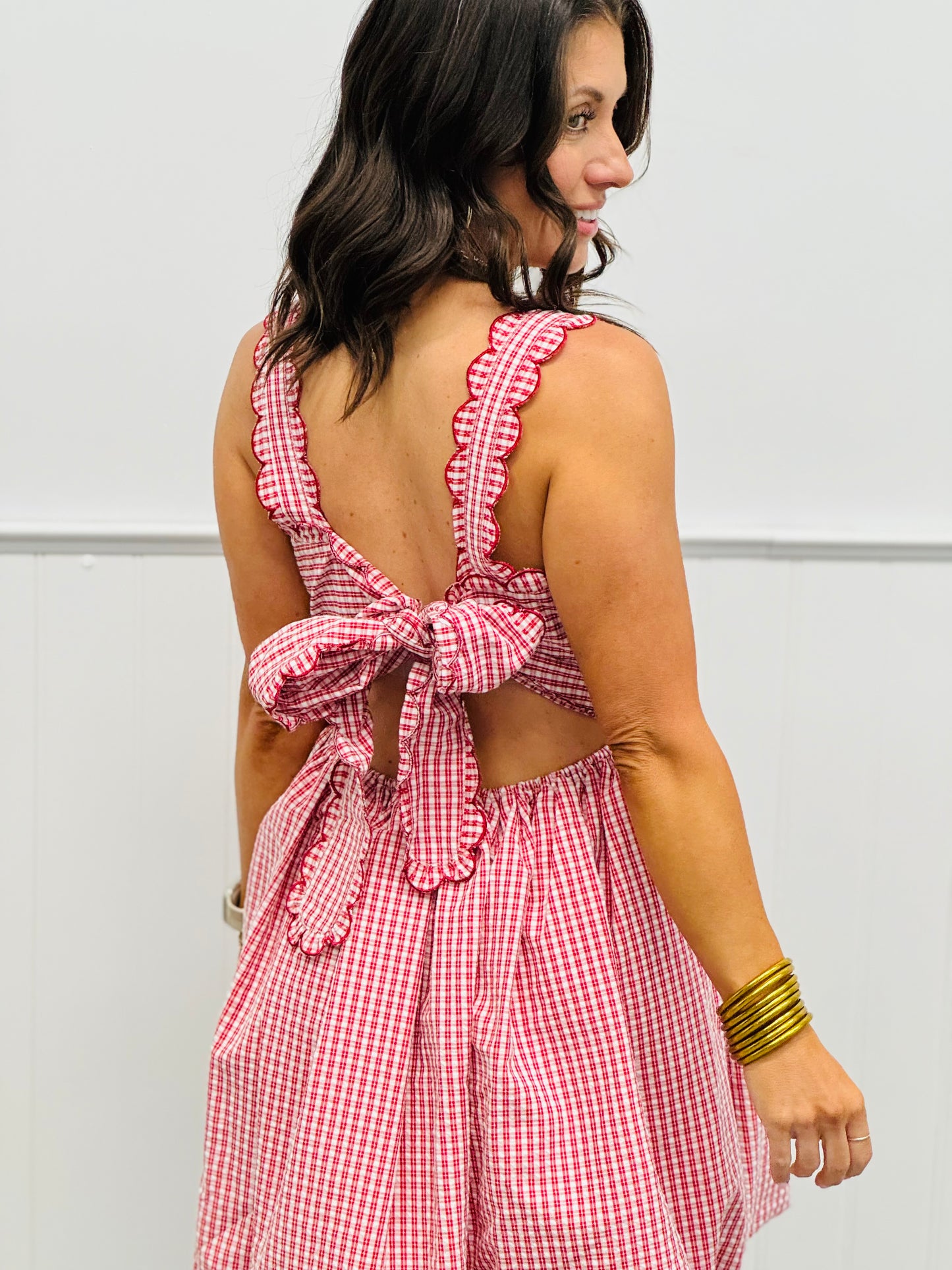 Red Gingham Mini Dress (Reg.)
