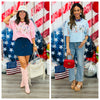 America Patchwork & Lace Bows Slub Tee (Reg.)-2 Colors