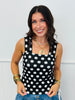 Black/White Polka Dot Knit Tank Top (Reg.)