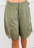 Olive Lace Detailed Long Shorts (Reg.)
