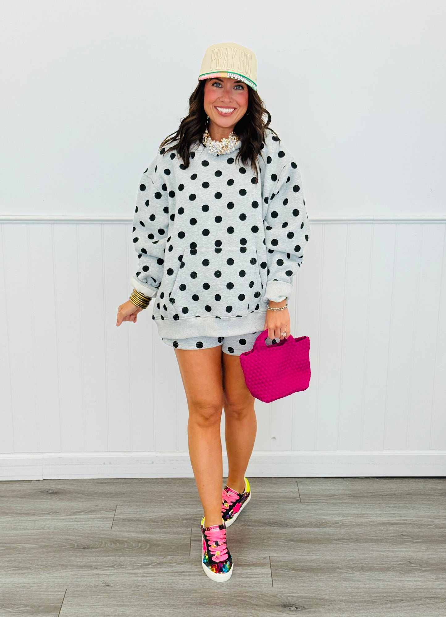 Polka Dot Hoodie Sweatshirt & Shorts Set (Reg.)