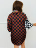 Mocha/Black Split Decision Checkered Blouse (Reg. and Plus)