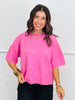 Pink Boxy Short Sleeve Sweater Top (Reg.)