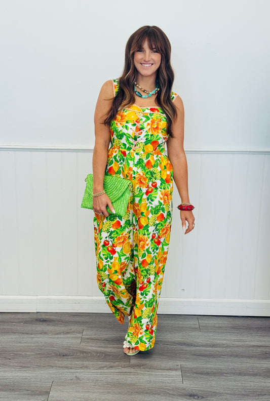 Citrus Fiesta Sleeveless Jumpsuit (Reg & Plus)