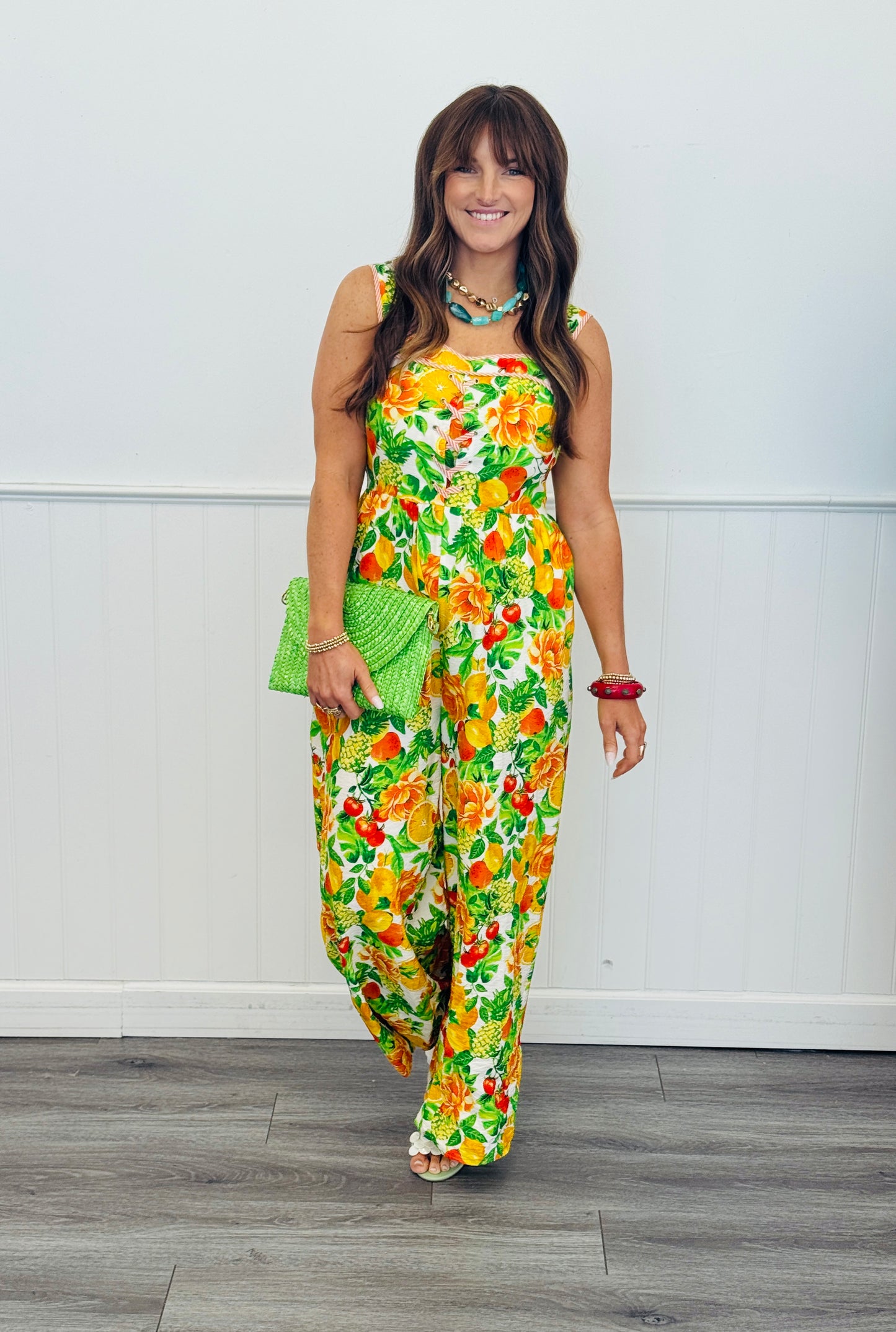 Citrus Fiesta Sleeveless Jumpsuit (Reg & Plus)