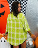 Green Plaid Multi Crystal Shacket (One Size)