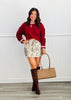 Berry/Red Textured Sweater Top (Reg.)