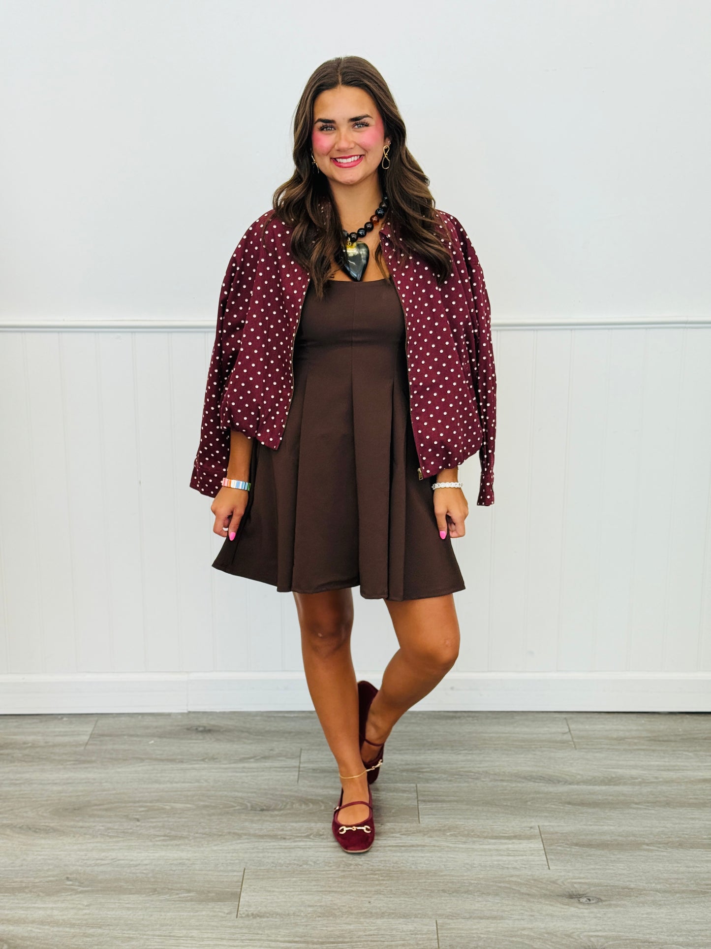 Brown Peplum Mini Dress (Reg.)