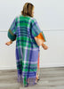 Multi Purple Print Squares Tassel Fringe Maxi Cardigan (OS)