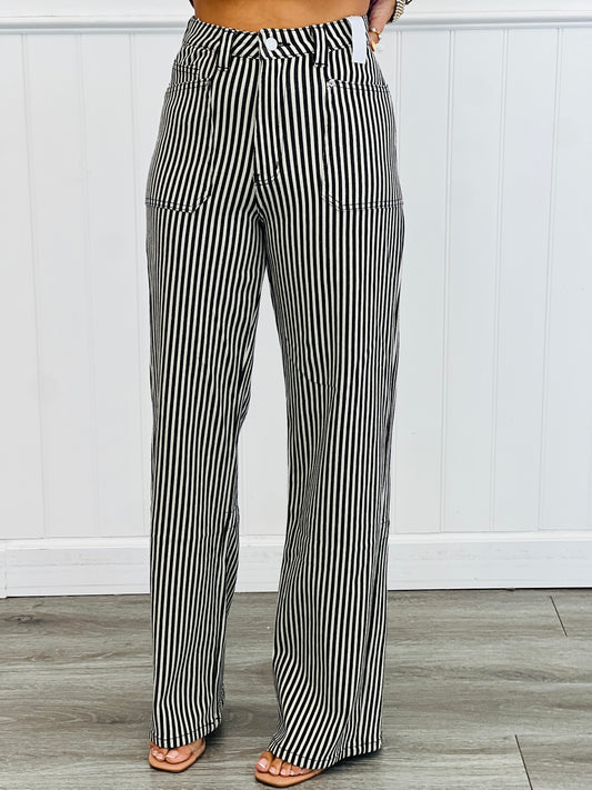 Black & Tan Striped Straight Jeans (Reg.)