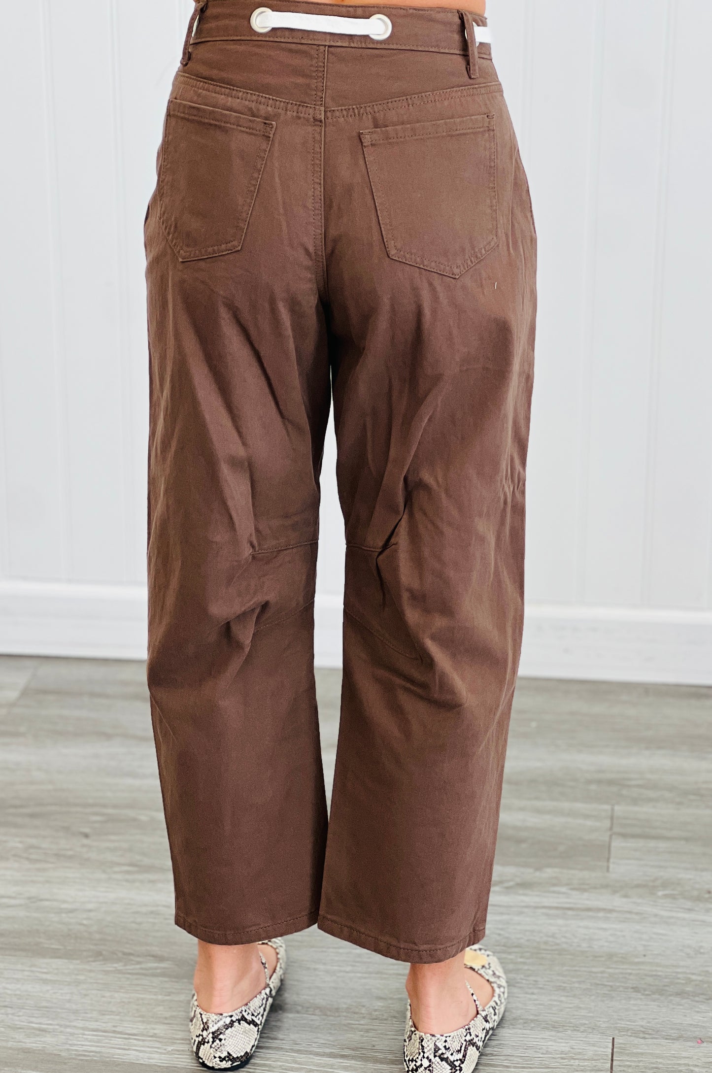 Chocolate Waist Tie Barrel Jeans (Reg.)