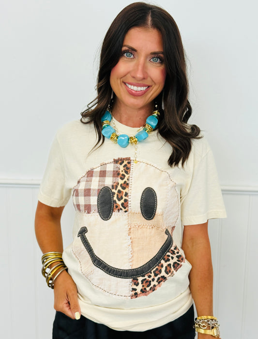 Happy Face Patchwork Graphic Tee (Reg. and Plus)