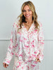 Bow Printed Button Up Pajama Top (Reg.) - 2 Colors