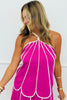 Fuchsia Shell Panel Linen Halter Top (Reg.)