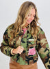 Camo Print Contrast Floral Jacket (Reg & Plus)