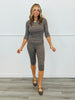 Brown Striped Top & Capri Pants Set (Reg.)