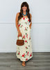 Cream Floral Print Midi Dress (Reg & Plus)