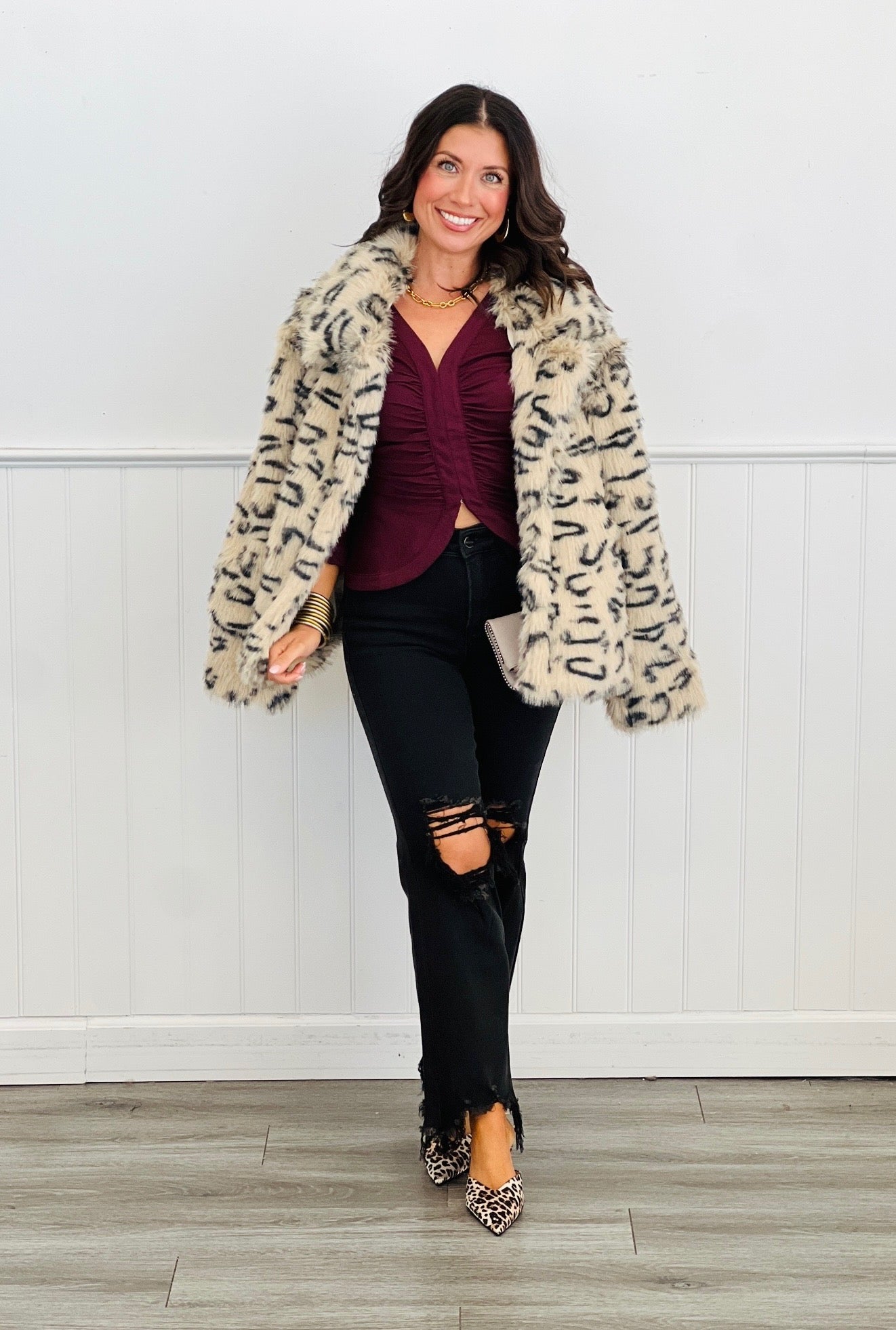 Maroon Fitted Hook & Eye Front Blouse (Reg.)