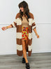 Brown Striped Knit Longline Cardigan (Reg.)