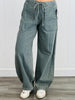 Denim Waist Tie Parachute Pants (Reg.)