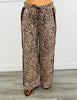 Beige Leopard Faux Suede Side Striped Pants (Reg.)