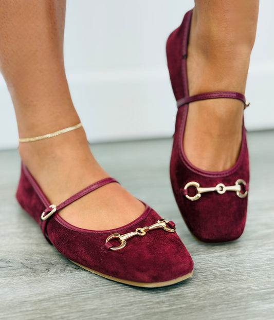 Wine Bit & Buckle Flats