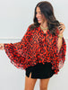 Red Leopard Printed Chiffon Blouse (Reg & Plus)