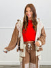 POL Oat Choco Thermal Floral Quilted Hoodie Jacket (Reg.)