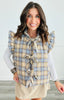 Taupe Multi Plaid Padded Vest (Reg & Plus)