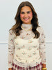 Beige Multi Flying Ducks Mesh Blouse (Reg & Plus)