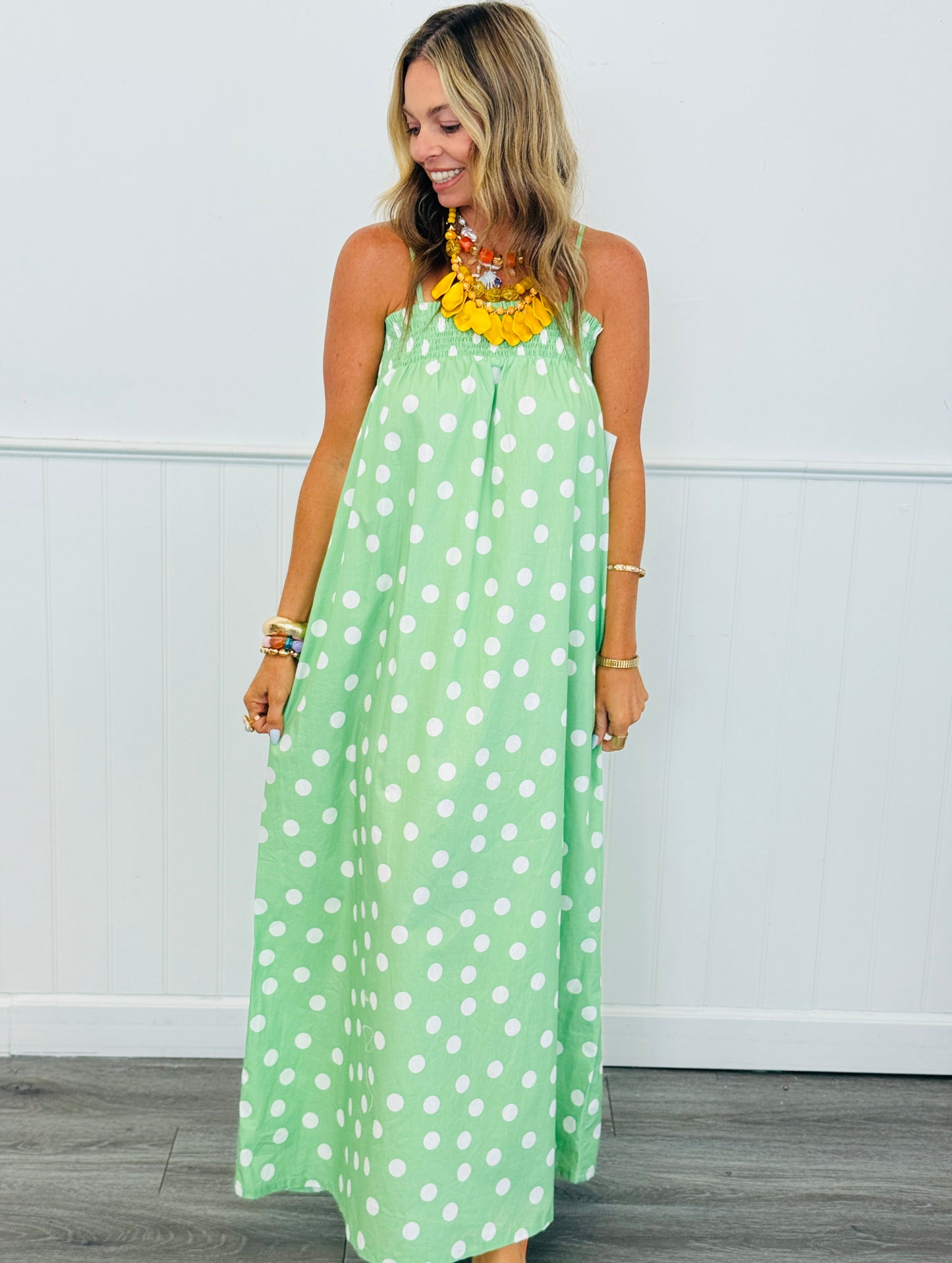 Light Green Polka Dot Maxi Dress (Reg.)