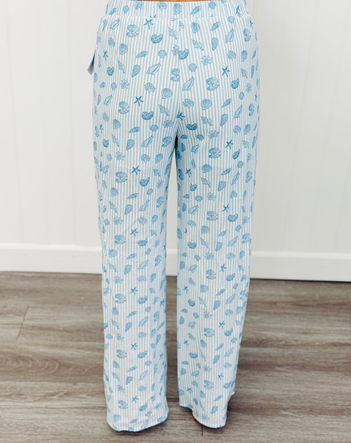 Lt Blue Striped Seashell Wide Leg Pants (Reg.)
