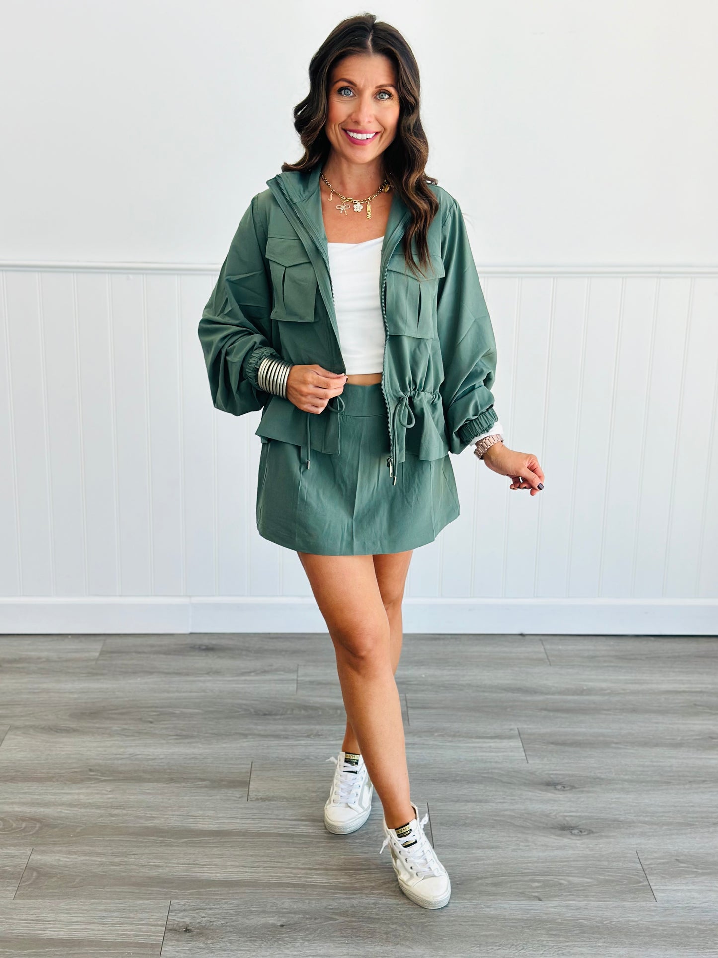 Sage Crinkle Woven Jacket (Reg. and Plus)