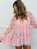 Pink Lace Long Sleeve Blouse (Reg. and Plus)