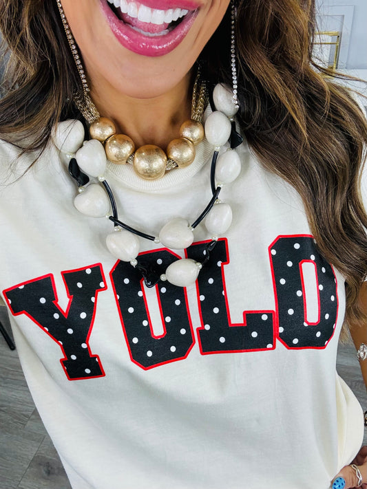 Polka Dot YOLO Graphic Tee (Reg. and Plus)