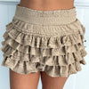 Taupe Tiered Ruffled Mini Skirt (Reg)