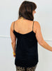 Black Rhinestone V- Neck Double Strap Blouse (Reg.)