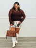 Brown Rhinestone Mesh Top (Reg. & Plus)