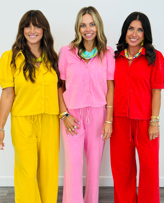 Puff Sleeve Button Down Shirt (Reg.) - 3 Colors
