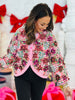 Queen Of Sparkles Pink Plaid Poinsettia Button Up Cardigan (Reg. & Plus)